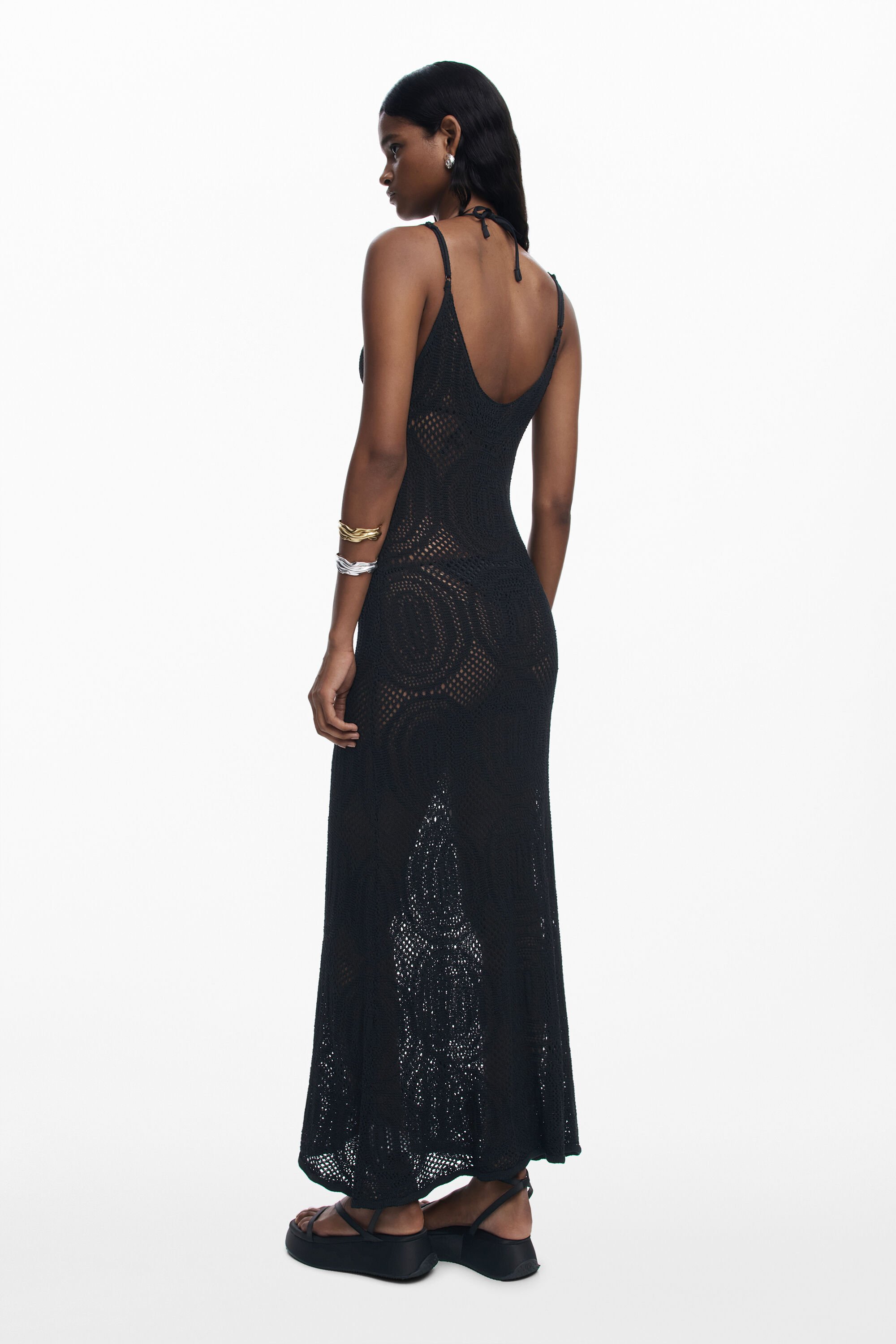 Desigual Open Stitch Sleeveless Dress In Black