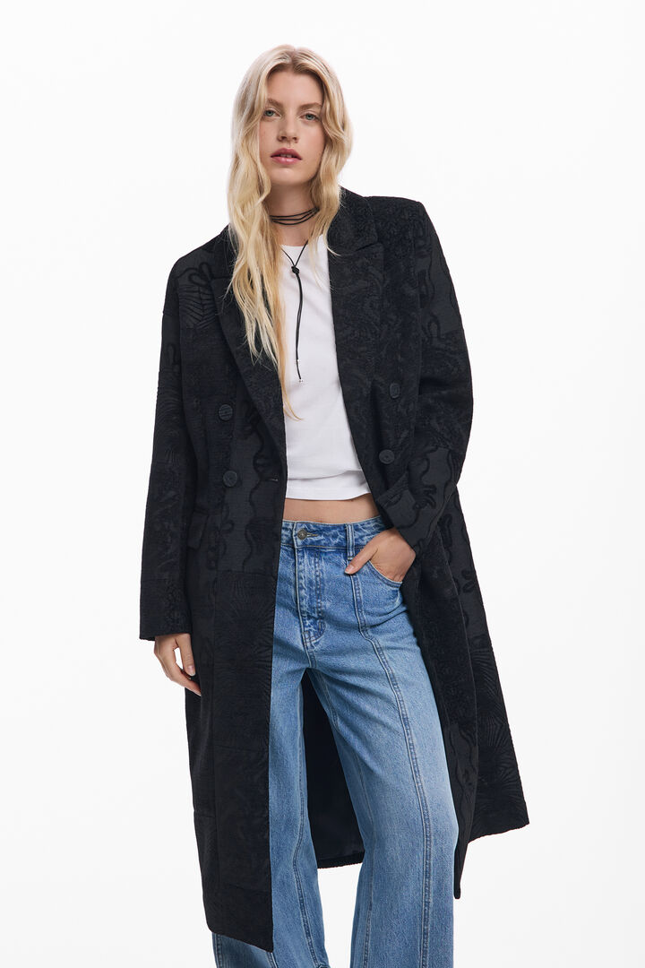 Manteau noir texturé | Desigual