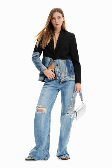 Slim hybrid bimaterial blazer | Desigual