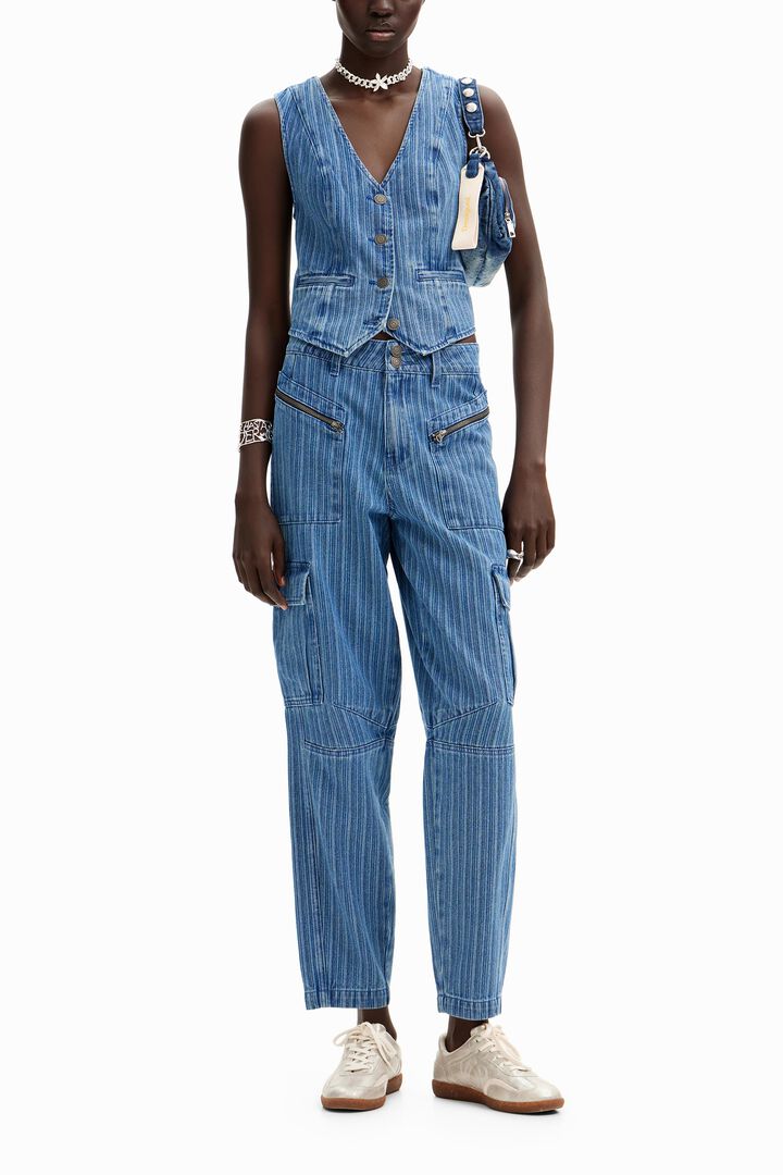 Gestreifte Denim-Cargohose | Desigual