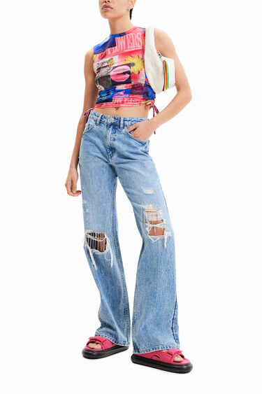 Gerimpeld T-shirt met collage | Desigual