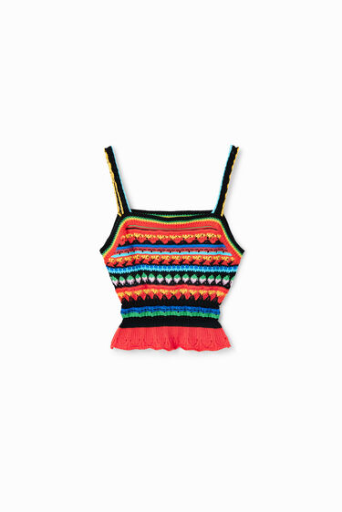 Korte gehaakte top met schouderbandjes | Desigual