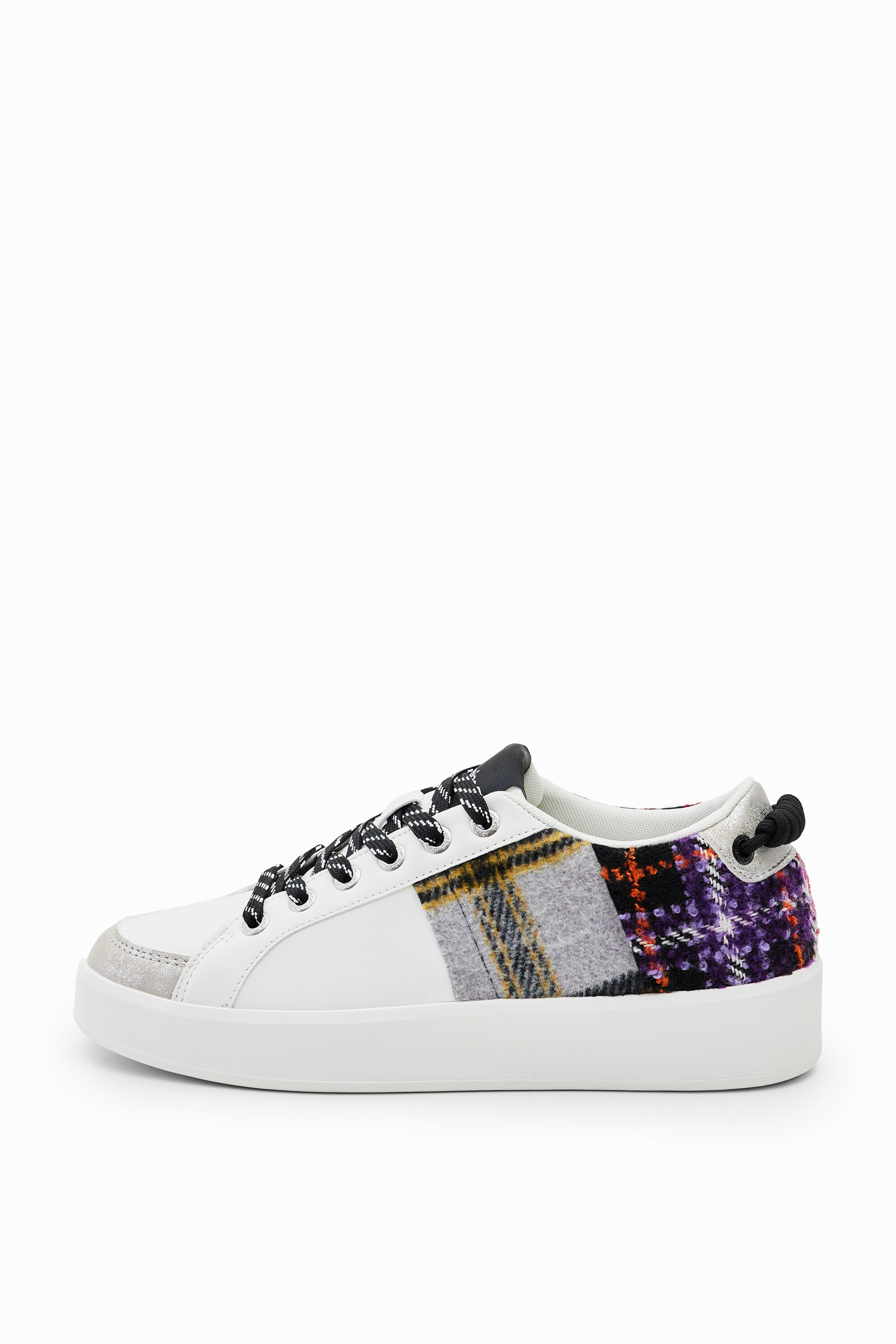 Tartan patchwork sneakers - WHITE - 41