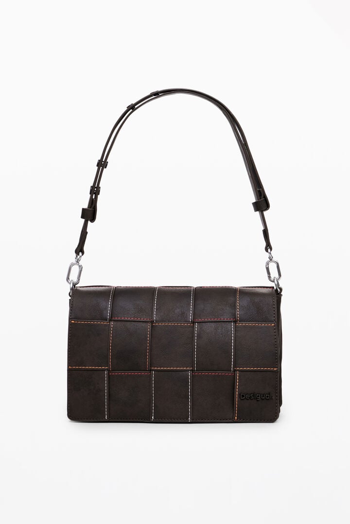 Woven faux leather bag
