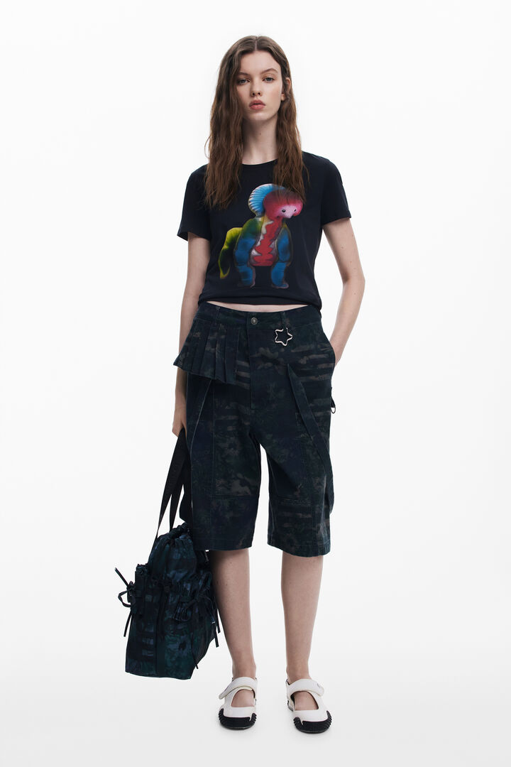 T-shirt Femme Desigual - Coupe Oversize, Manches Longues, Imprimé Artistique