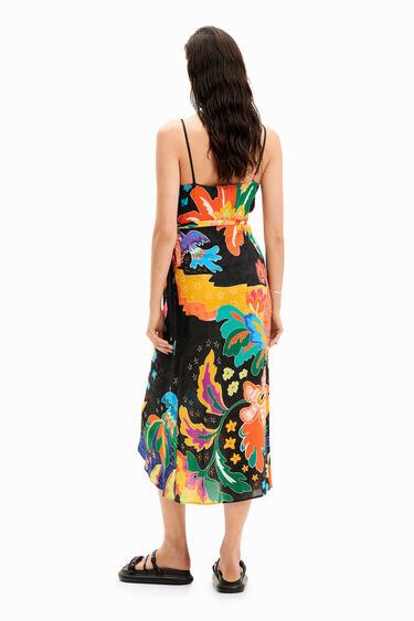 Sukienka midi kopertowa z obrazkiem z motywem dżungli | Desigual