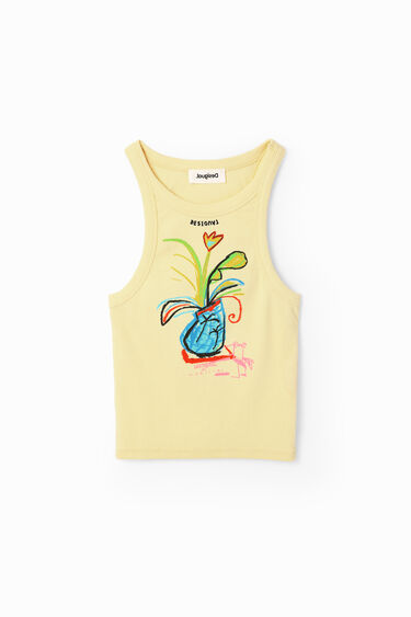 Camiseta slim canalé ilustración | Desigual