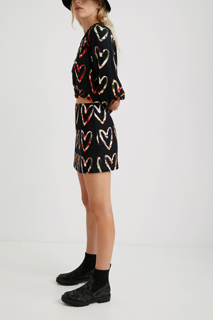 Minijupe coton imprimé coeurs | Desigual