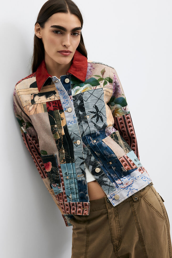 veste regular patchwork en coton