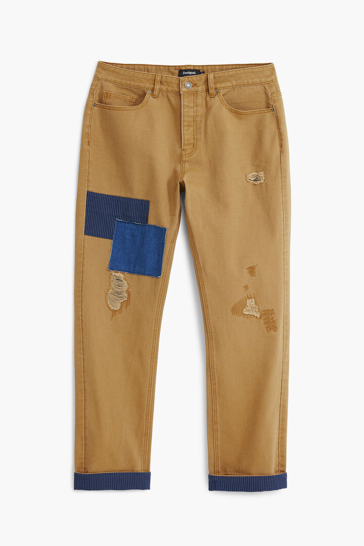 Turn-up hem patch trousers | Desigual