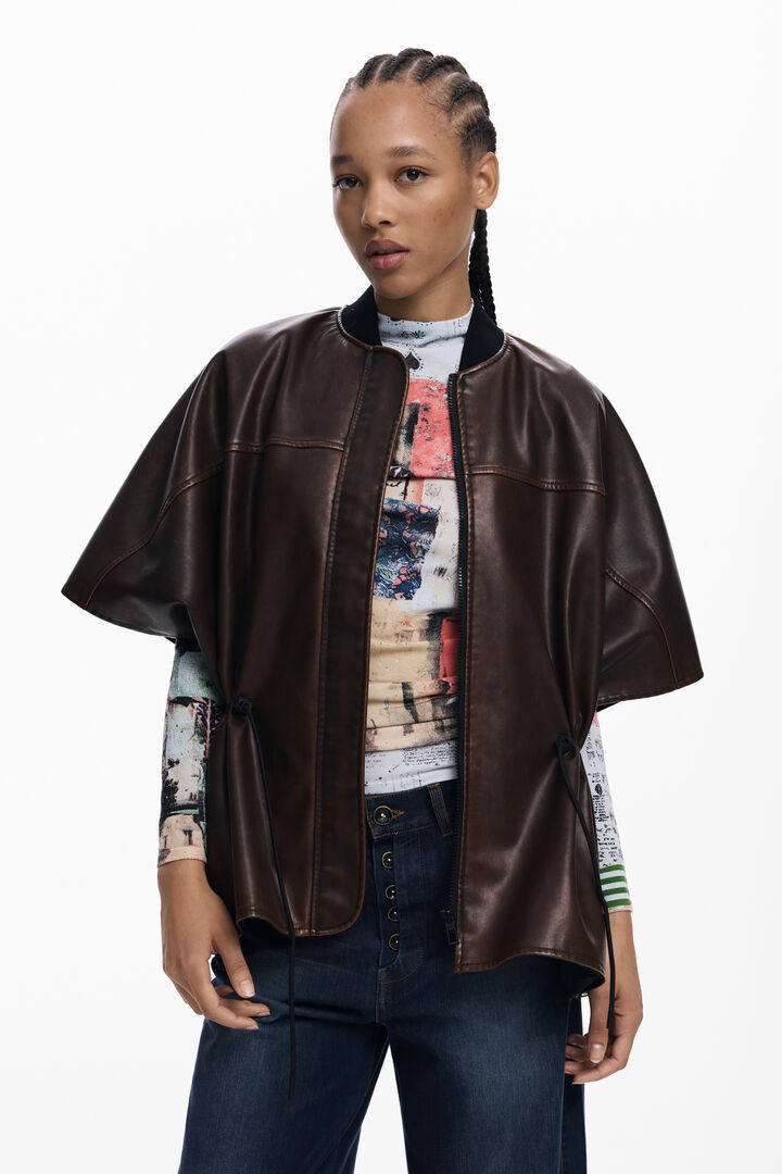 Poncho effet cuir | Desigual