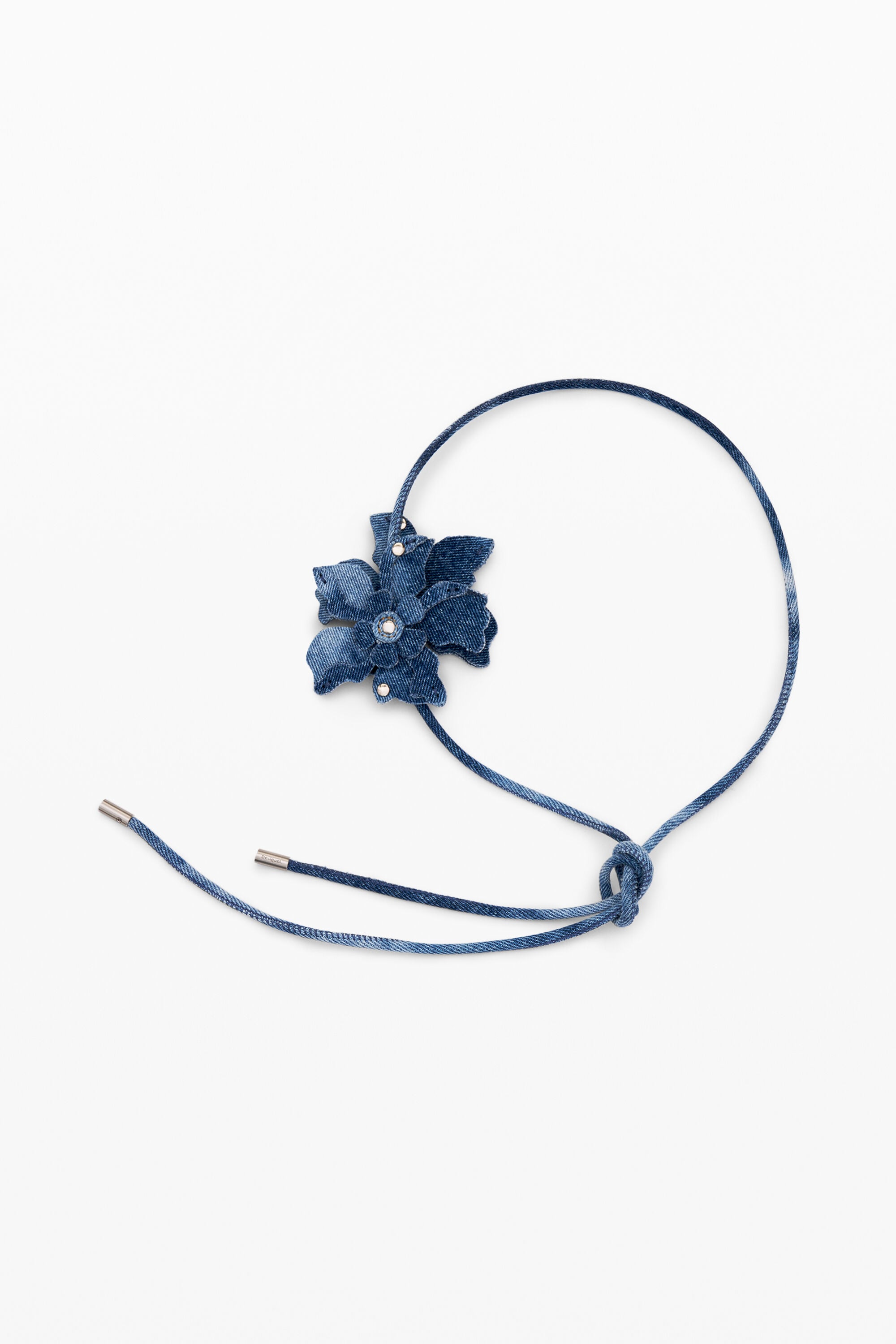 Desigual Donna Blu Cintura Denim Con Fiori 100% Cotone U