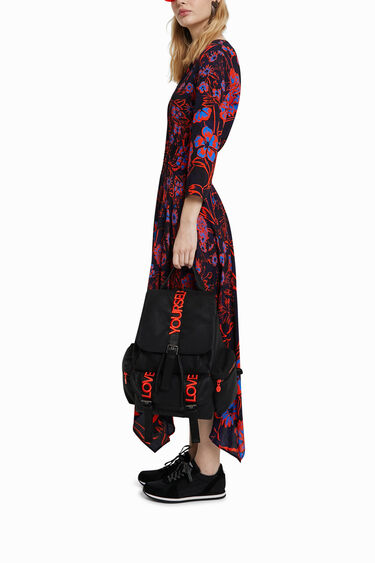 Boho midi dress with floral print | Desigual