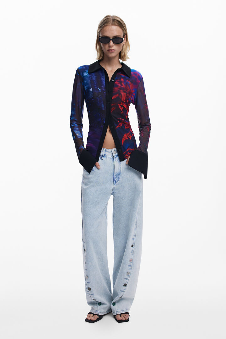 Camiseta de chiffon abotoada | Desigual
