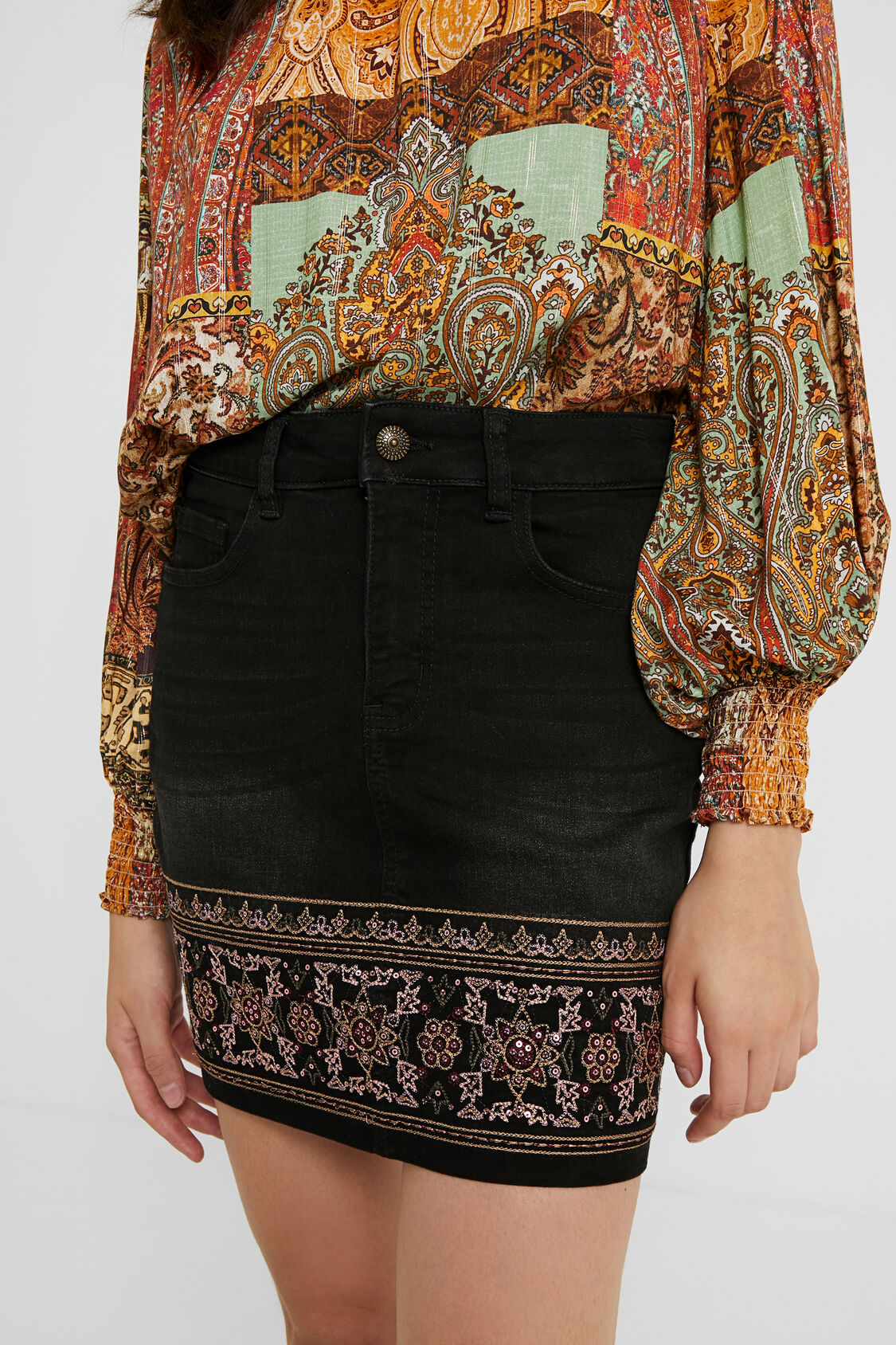 Jeans Minirock Im Boho Style Desigual Com