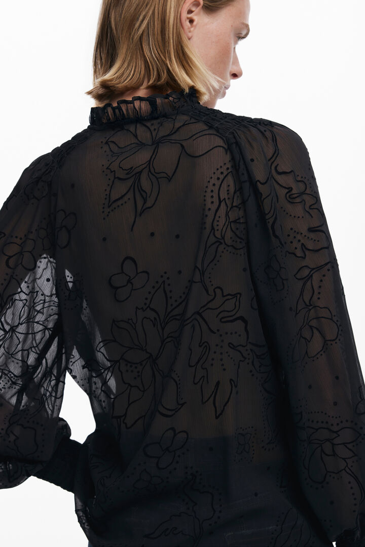 Blusa trasnparencias flocado | Desigual