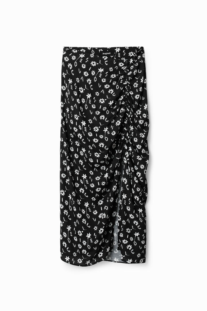 Jupe midi ouverture fleurs | Desigual