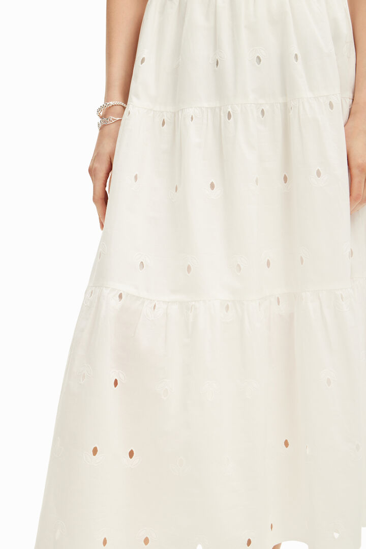 Falda midi bordado suizo | Desigual