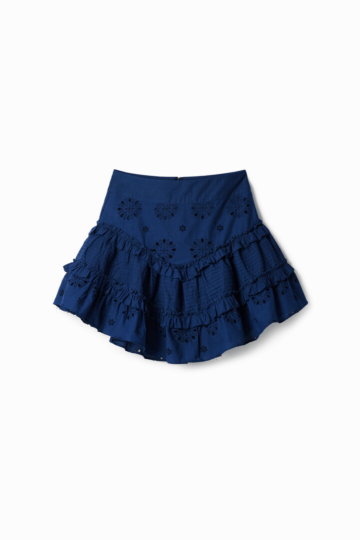 Swiss embroidery ruffle miniskirt | Desigual