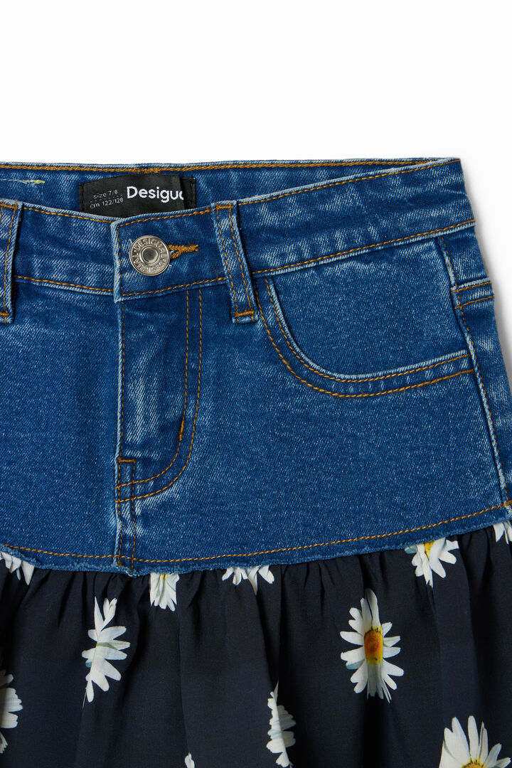 Minifalda vaquera volante margaritas | Desigual