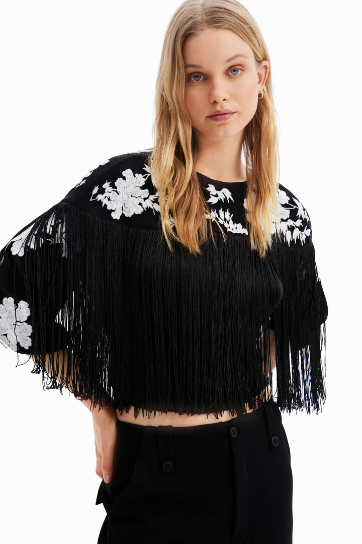 Fringed embroidered blouse
