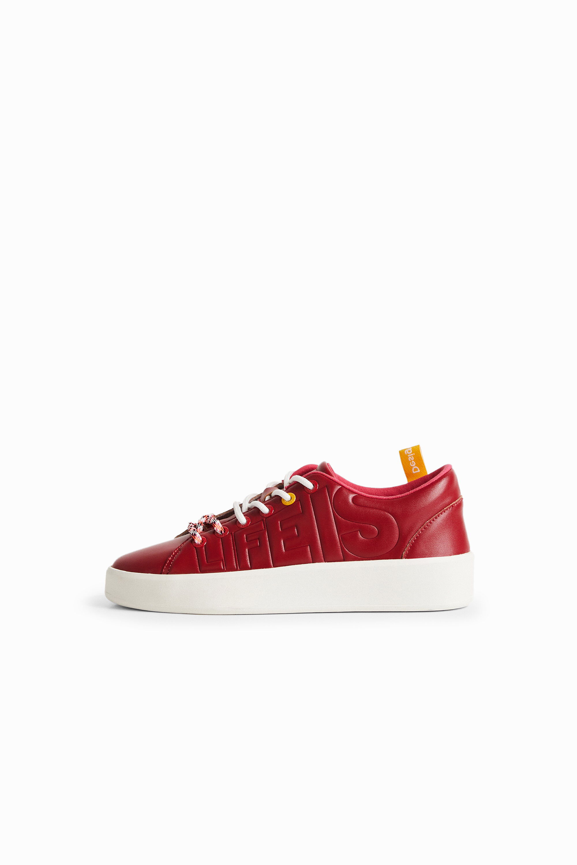 Desigual Life Is Awesome Sneakers In Red
