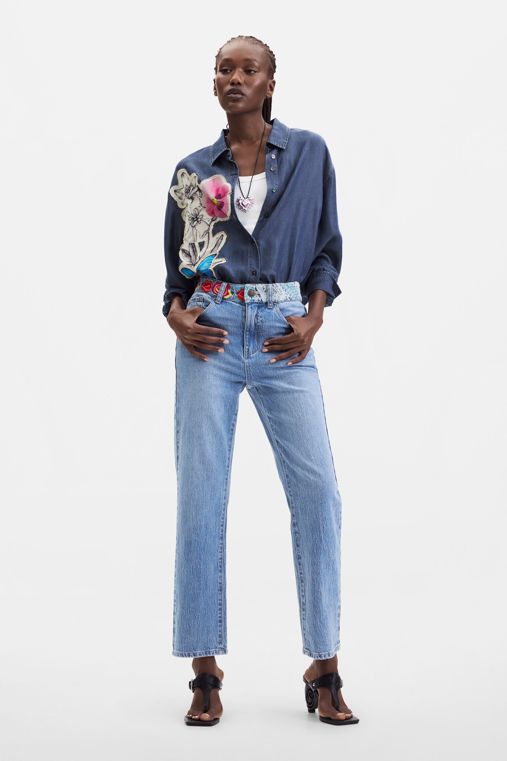 Desigual, Pantalón Vaquero Recto, Algodon, Azul