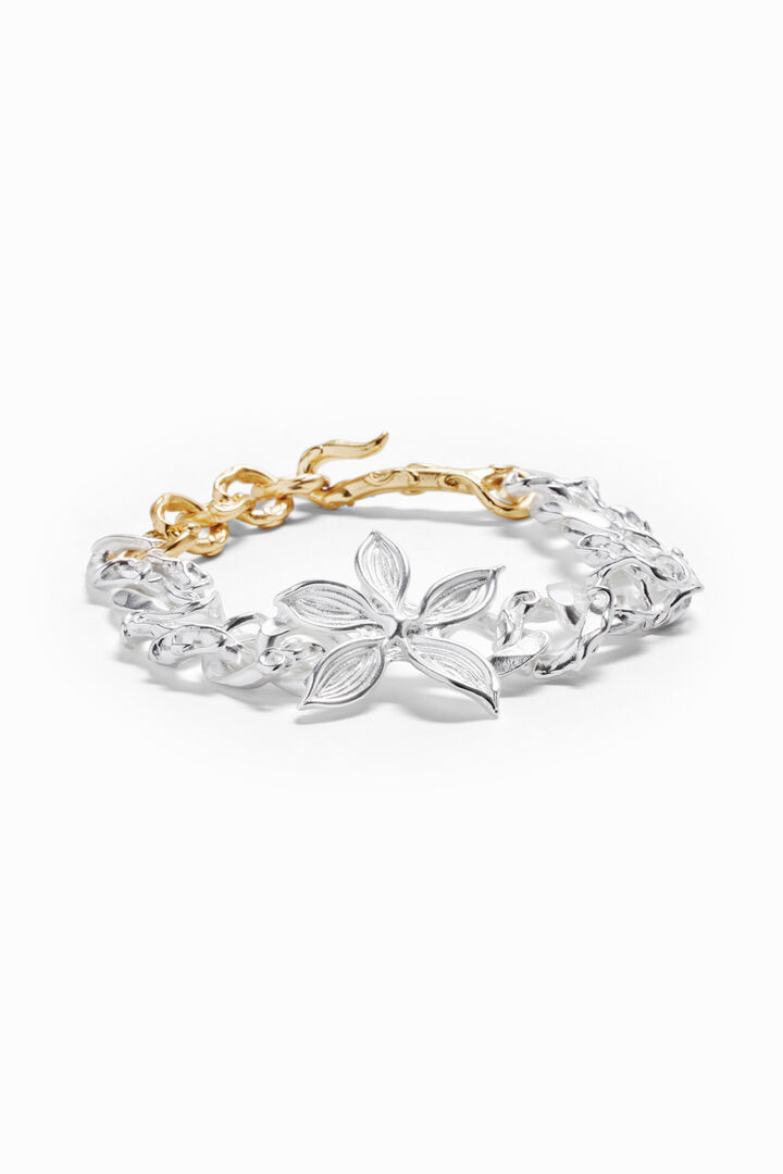 Zalio silver and gold-plated chain and flower bracelet | Desigual