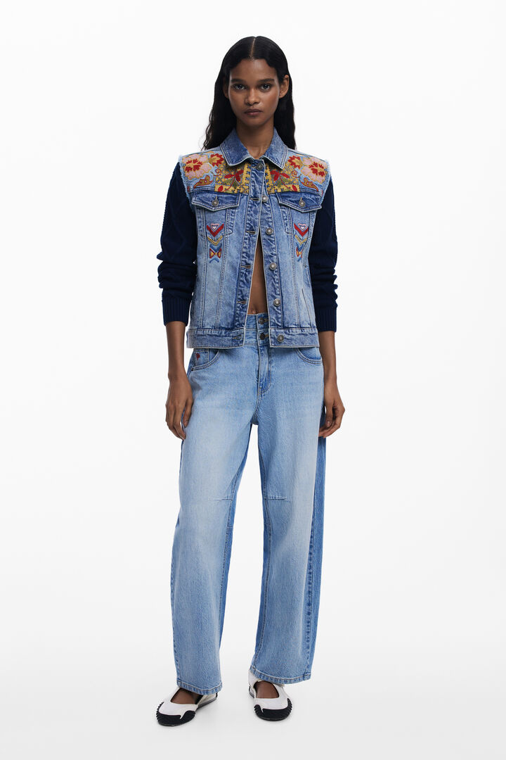 Combined Trucker Jacket with embroidery | Desigual