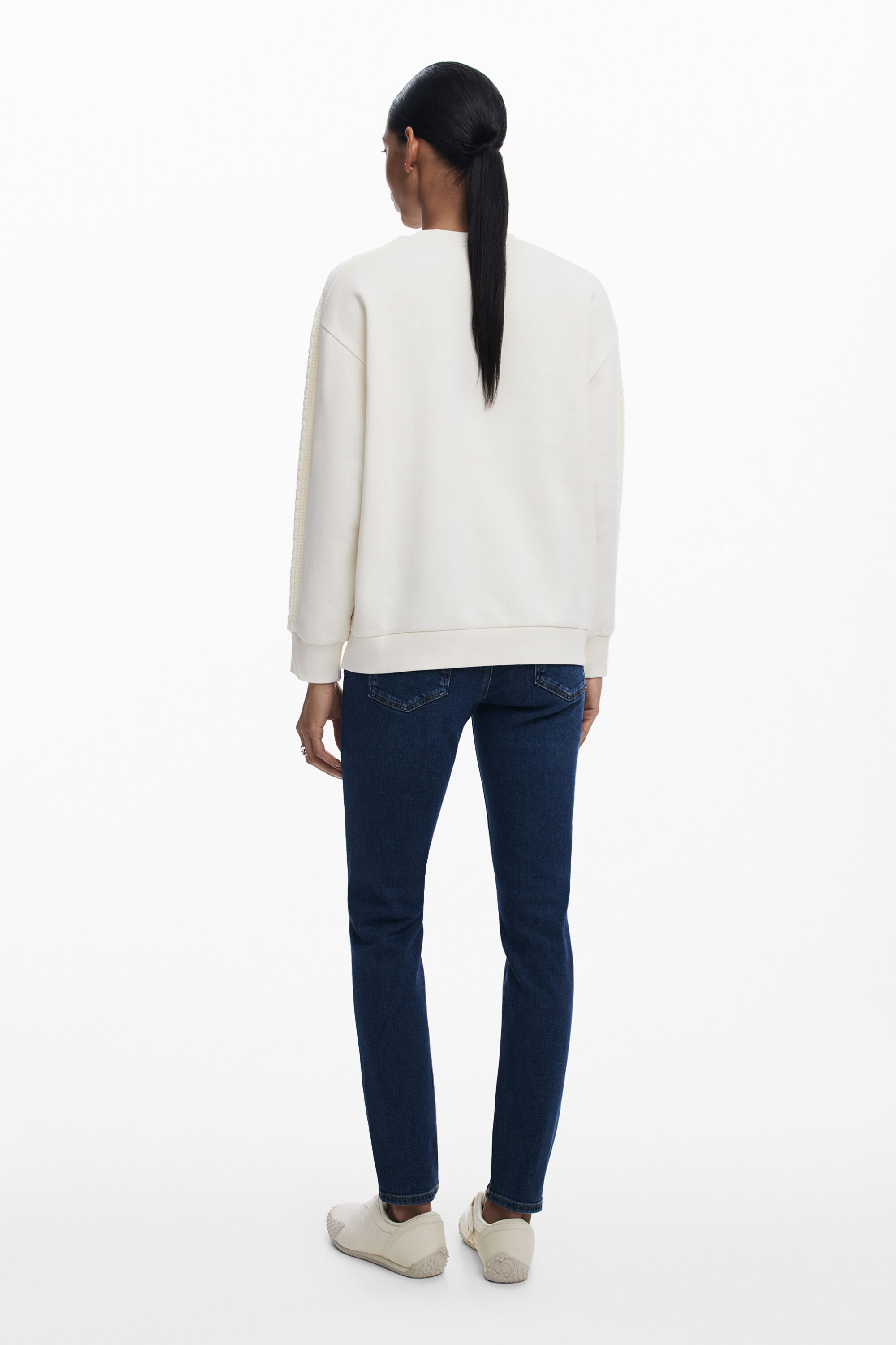 Desigual Floral Embroidered Slim Leg Jeans In Blue