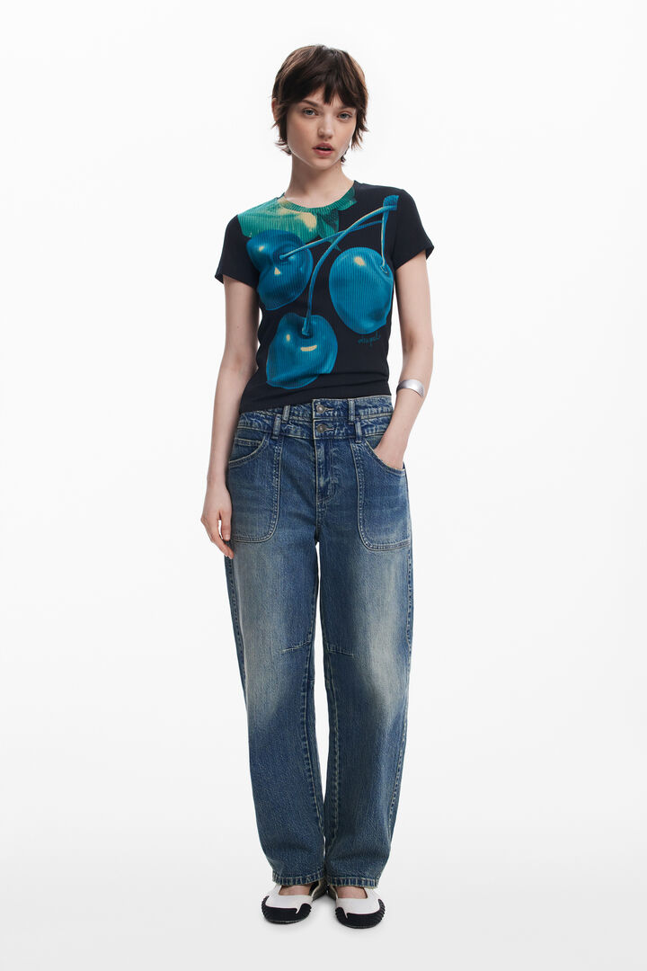 T-shirt col montant cerises | Desigual