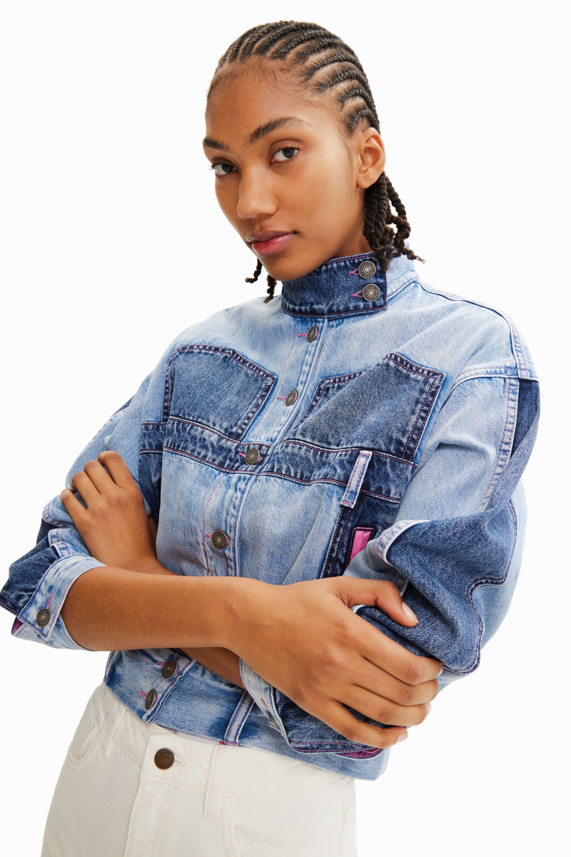 Women s Oversize Pink Panther denim jacket I Desigual