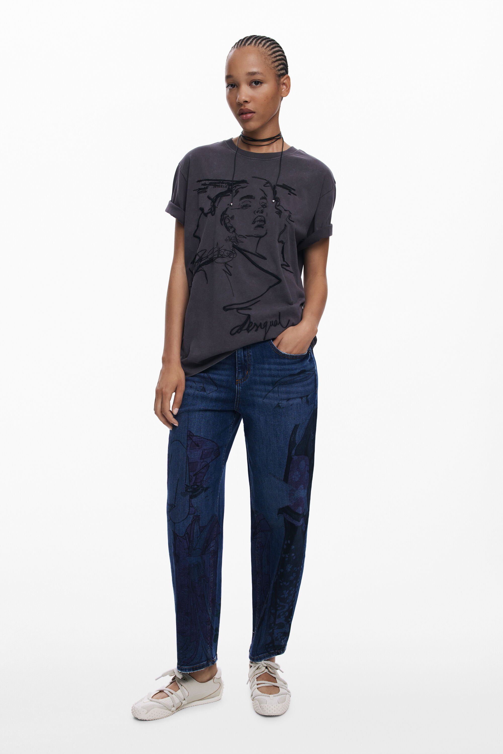 T-Shirt mit geprägtem Gesicht