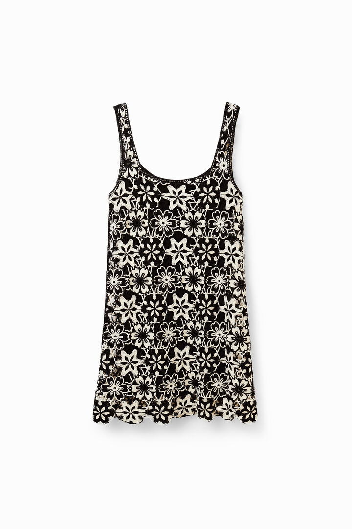 Vestido corto crochet retro | Desigual