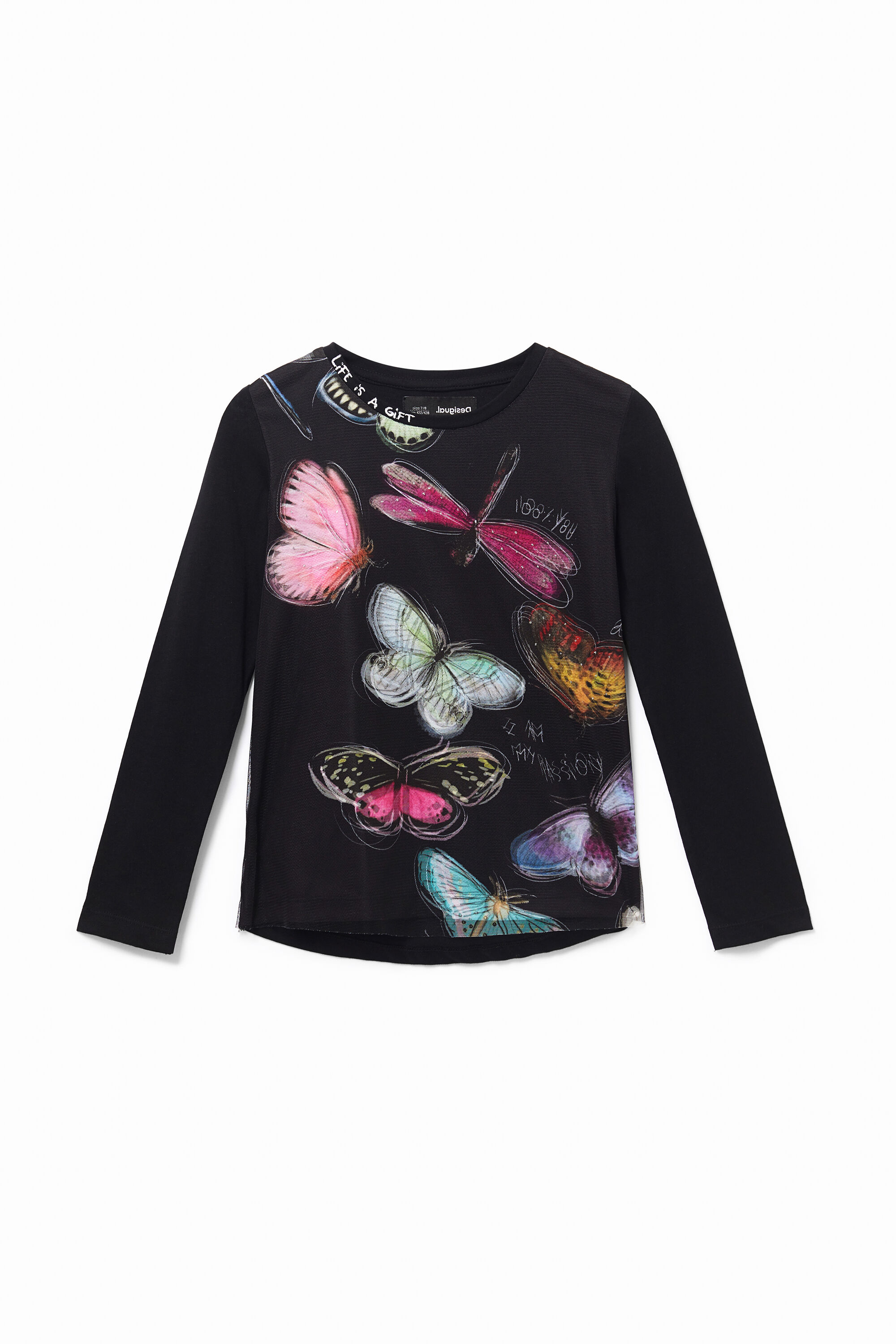 Shirt mit bedruckter Tüll-Stofflage