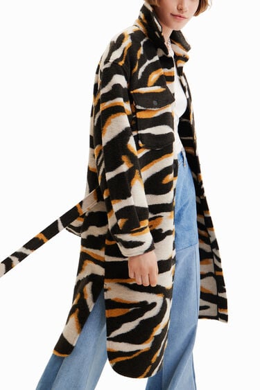 Langer Mantel Überhemd Zebra | Desigual