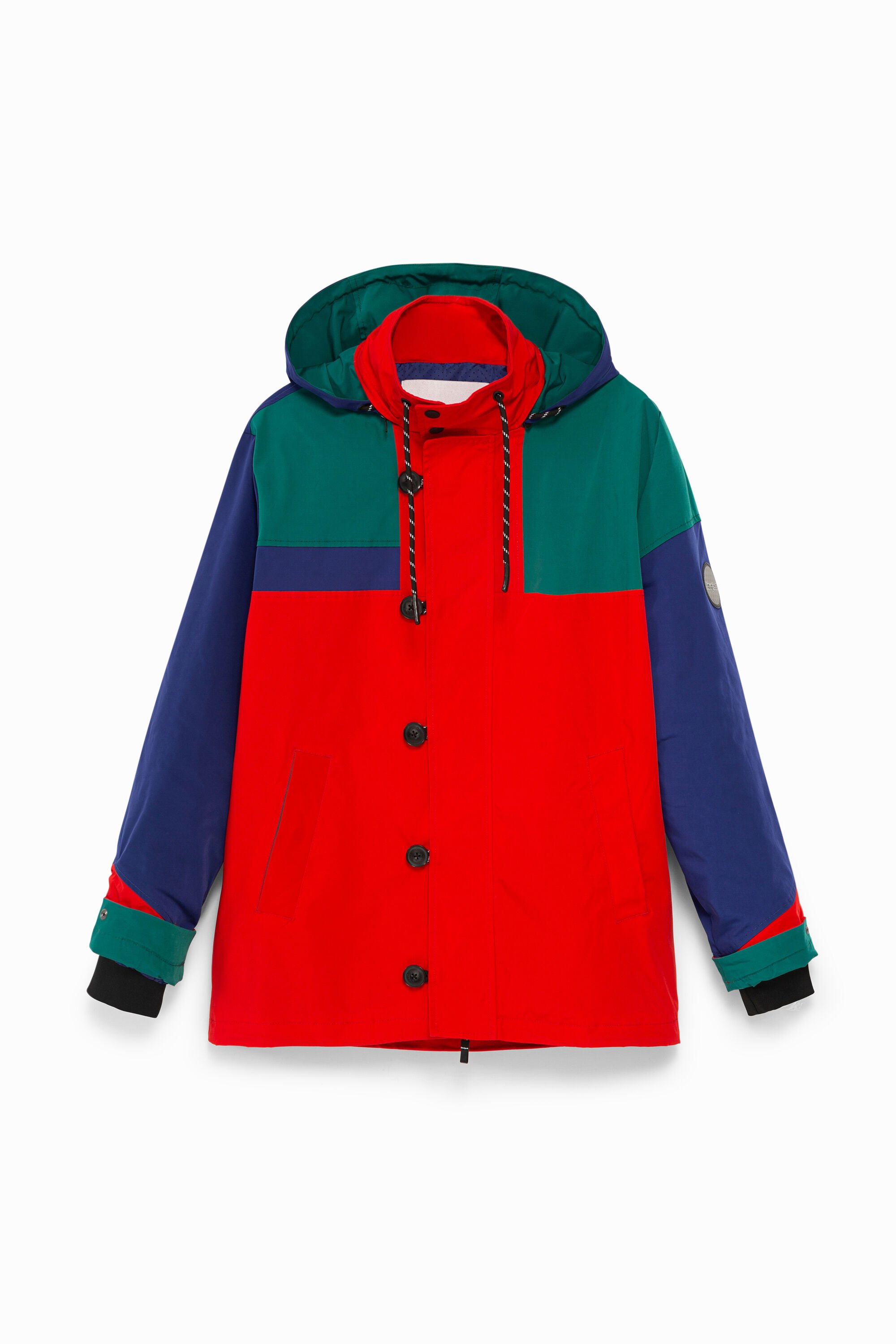 Dreifarbiger wasserdichter Parka mit Kapuze
