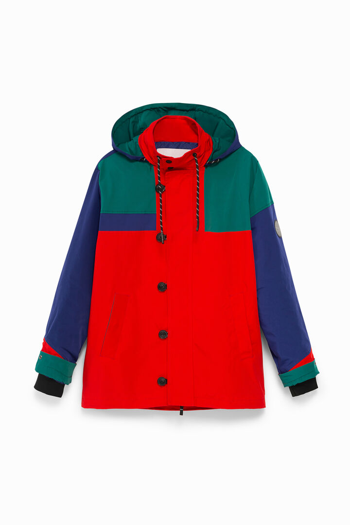 Dreifarbiger wasserdichter Parka mit Kapuze | Desigual