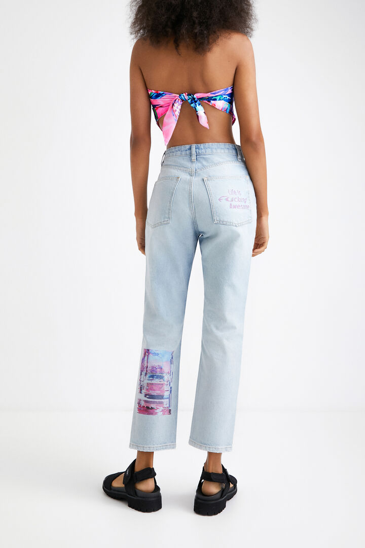 Vaquero Straight cropped patch | Desigual