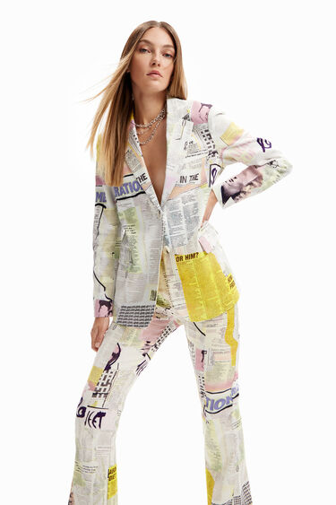 Newspaper collage blazer | Desigual