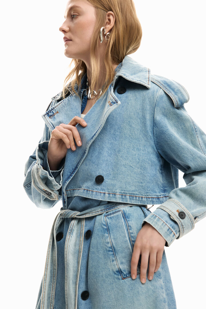 Denim trench coat with belt | Desigual