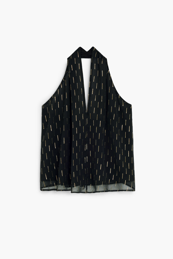 blusa halter detalles metalizados