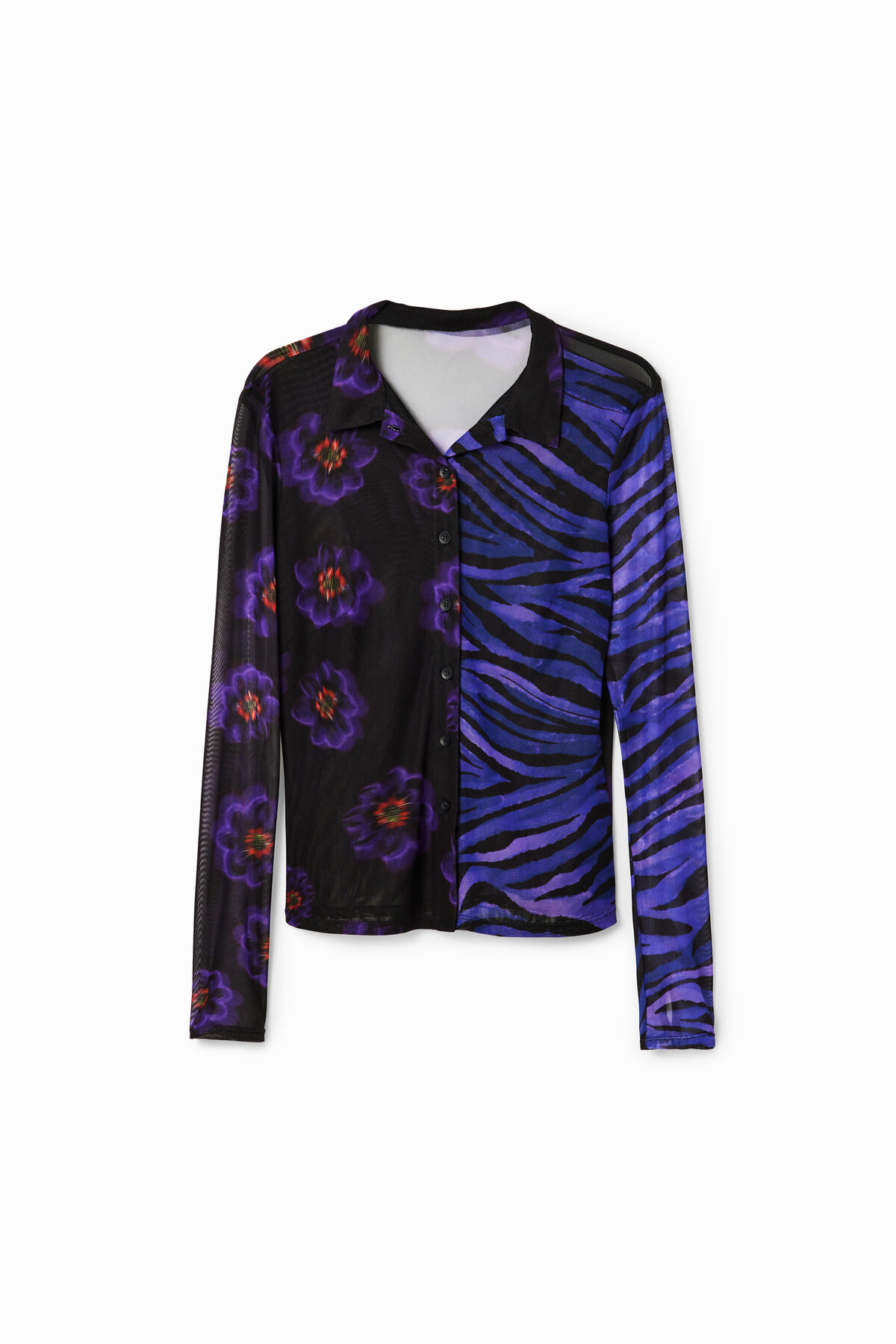 Tulle floral zebra shirt women