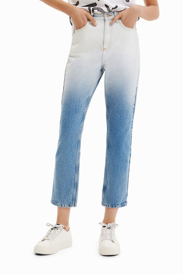 Straight fit cropped jeans met kleurverloop | Desigual