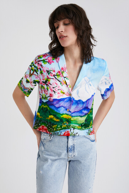 Mount Fuji cropped shirt