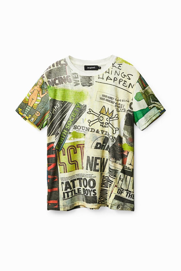 Short-sleeve collage T-shirt