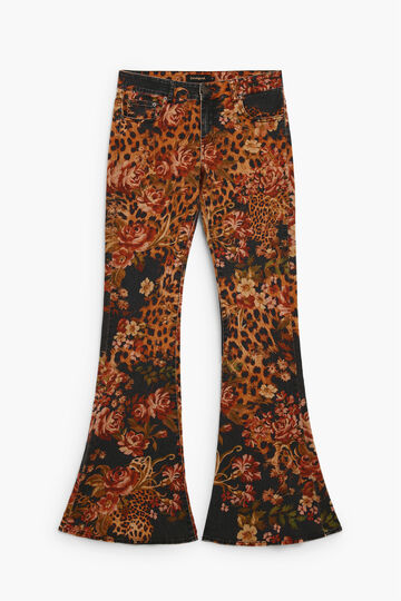 Pantal&oacute; tex&agrave; flare estampat | Desigual