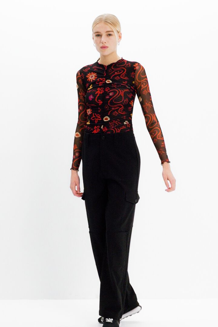 Tüll fodros body virágos mintával | Desigual