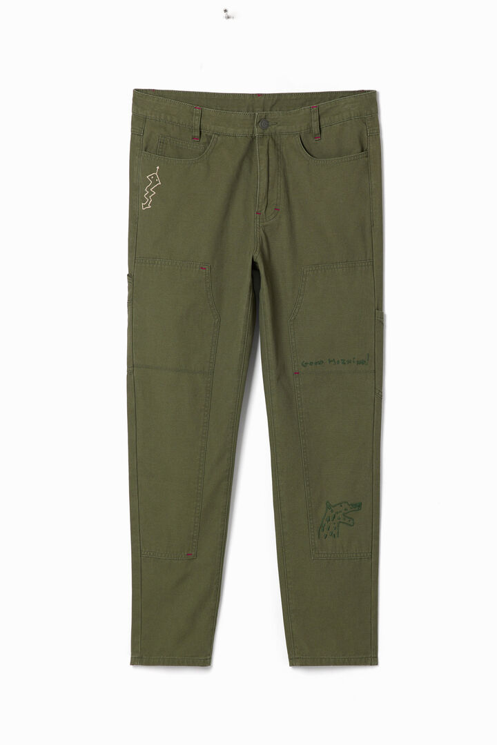 Straight long pants with embroidery. | Desigual