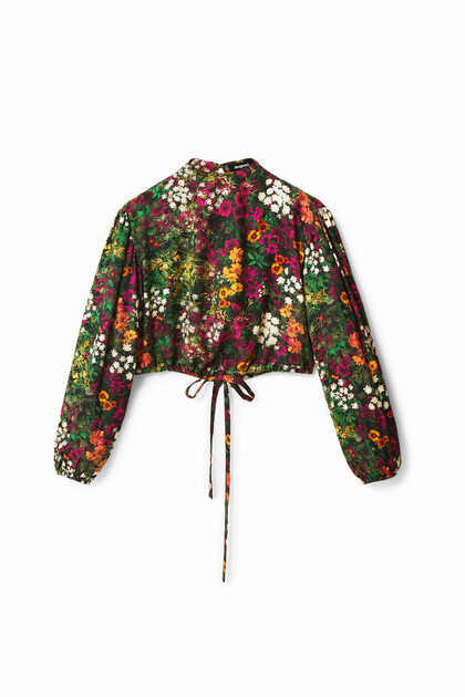 Multi-position cropped floral blouse